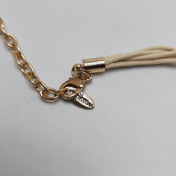 St. Thomas Silver Gold Tone Metal Abstract Beads Layered Necklace - Picture 4 of 5